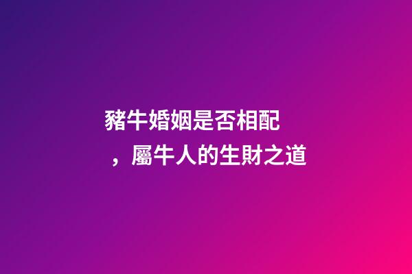 豬牛婚姻是否相配，屬牛人的生財之道(二)-第1張-觀點-玄機派